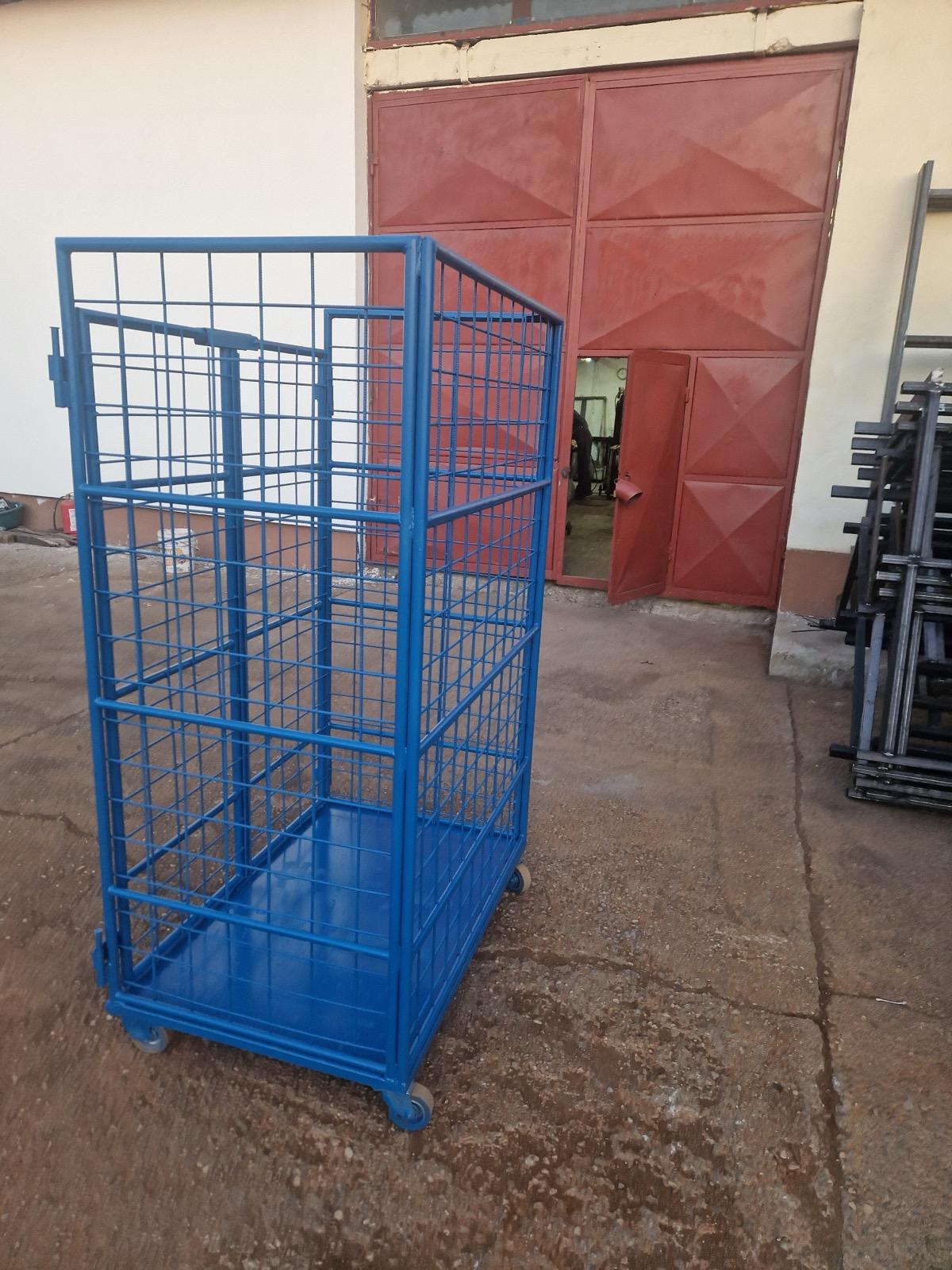 cărucior tip roll cage metalic pentru depozit